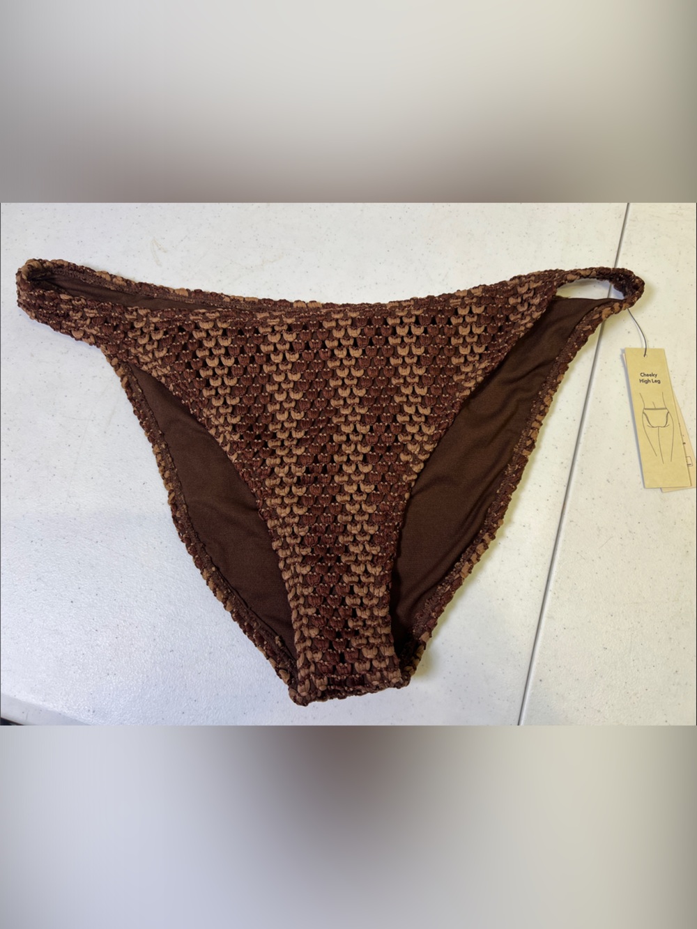 NOBO Brown Crochet-Style Bikini Bottom